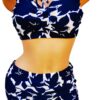 costum de baie bleumarin alb