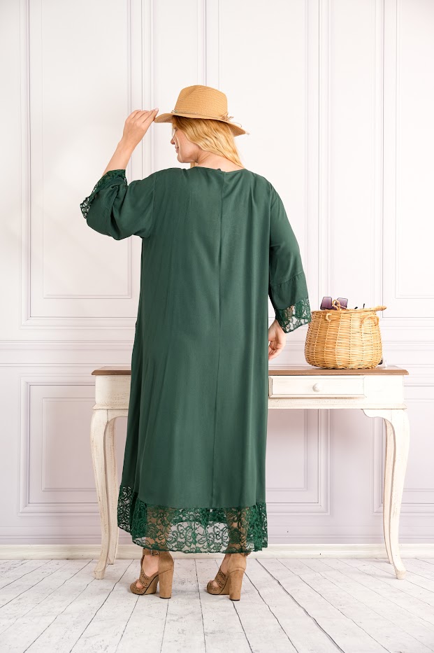 rochie lunga verde petrol 5