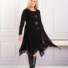 Rochie tricotata doua piese buzunare negru