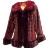 Haina Blana artificiala cu insertii piele Bordo