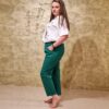 Pantaloni bumbac cu buzunare verde