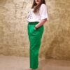 Pantaloni bumbac cu buzunare verde