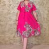 Rochie oversize voal model arabesc fucsia