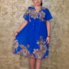 Rochie oversize voal model arabesc albastru