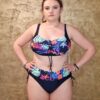 Costum de Baie slip cu snur si sutien flori