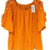 Bluza bumbac panzat oversize dantelata orange