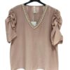 Bluza oversize pliuri maneca roz pudra Ceci