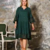 Rochie eleganta cu dantela si nasturi verde