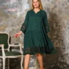 Rochie eleganta cu dantela si nasturi verde