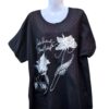 Tricou Negru cu Imprimeu Floral și Buzunar