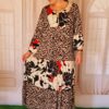 Rochie lunga cu buzunare imprimeu leopard