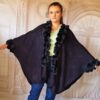 Poncho elegant cu blanita negru casmir