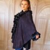Poncho elegant cu blanita negru casmir