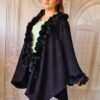 Poncho elegant cu blanita negru casmir