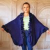 Poncho elegant cu blanita bleumarin casmir