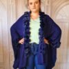 Poncho elegant cu blanita bleumarin casmir