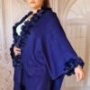 Poncho elegant cu blanita bleumarin casmir