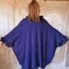 Poncho elegant cu blanita bleumarin casmir