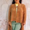 Cardigan oversize catifea raiata groasa maro