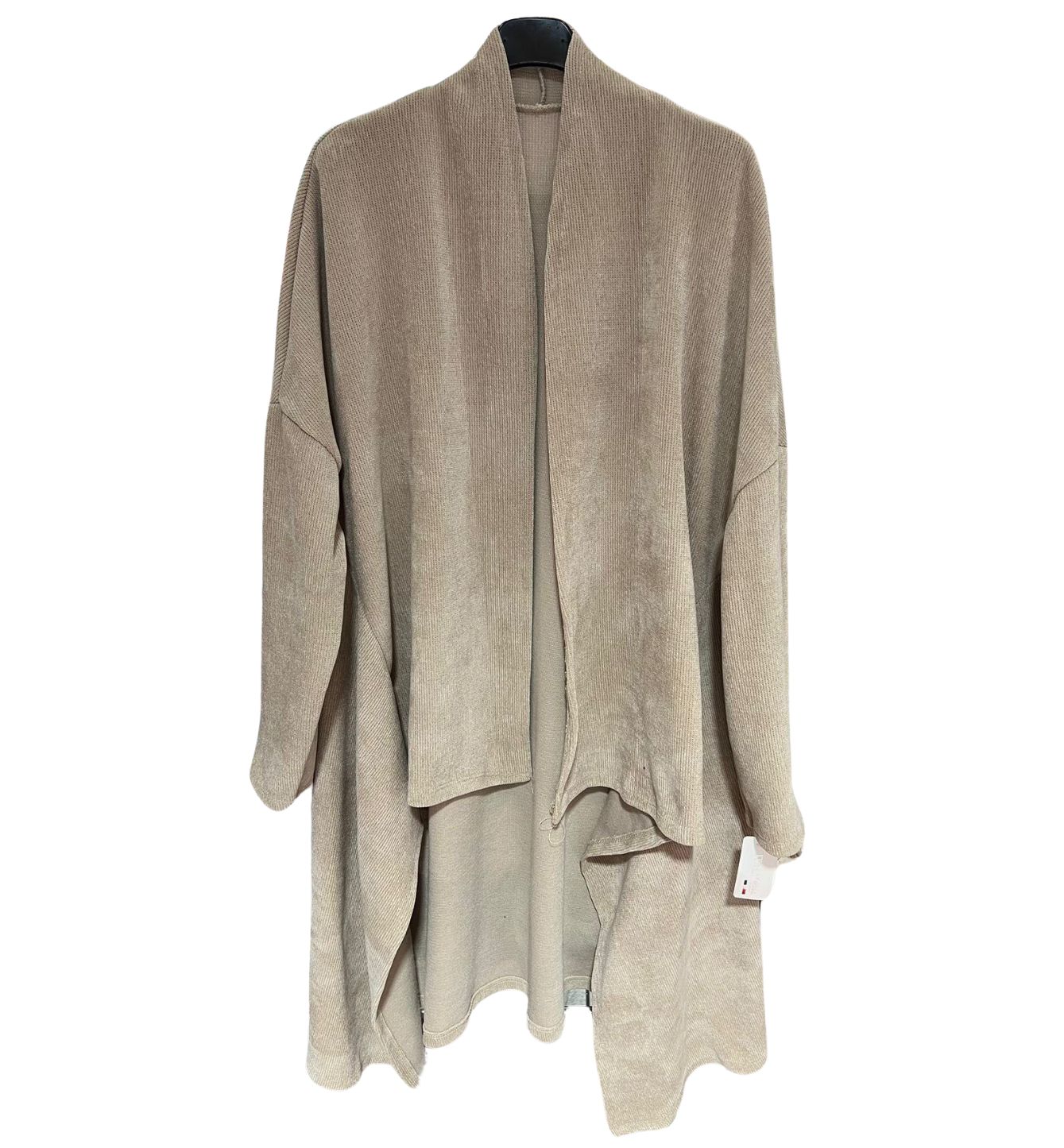 Cardigan oversize catifea raiata groasa bej