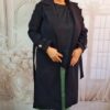 Palton Dama negru Elegant cu Cordon