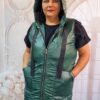 Vesta Dama lunga cu buzunare verde
