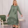 Rochie de iarnă dantelata verde salvie