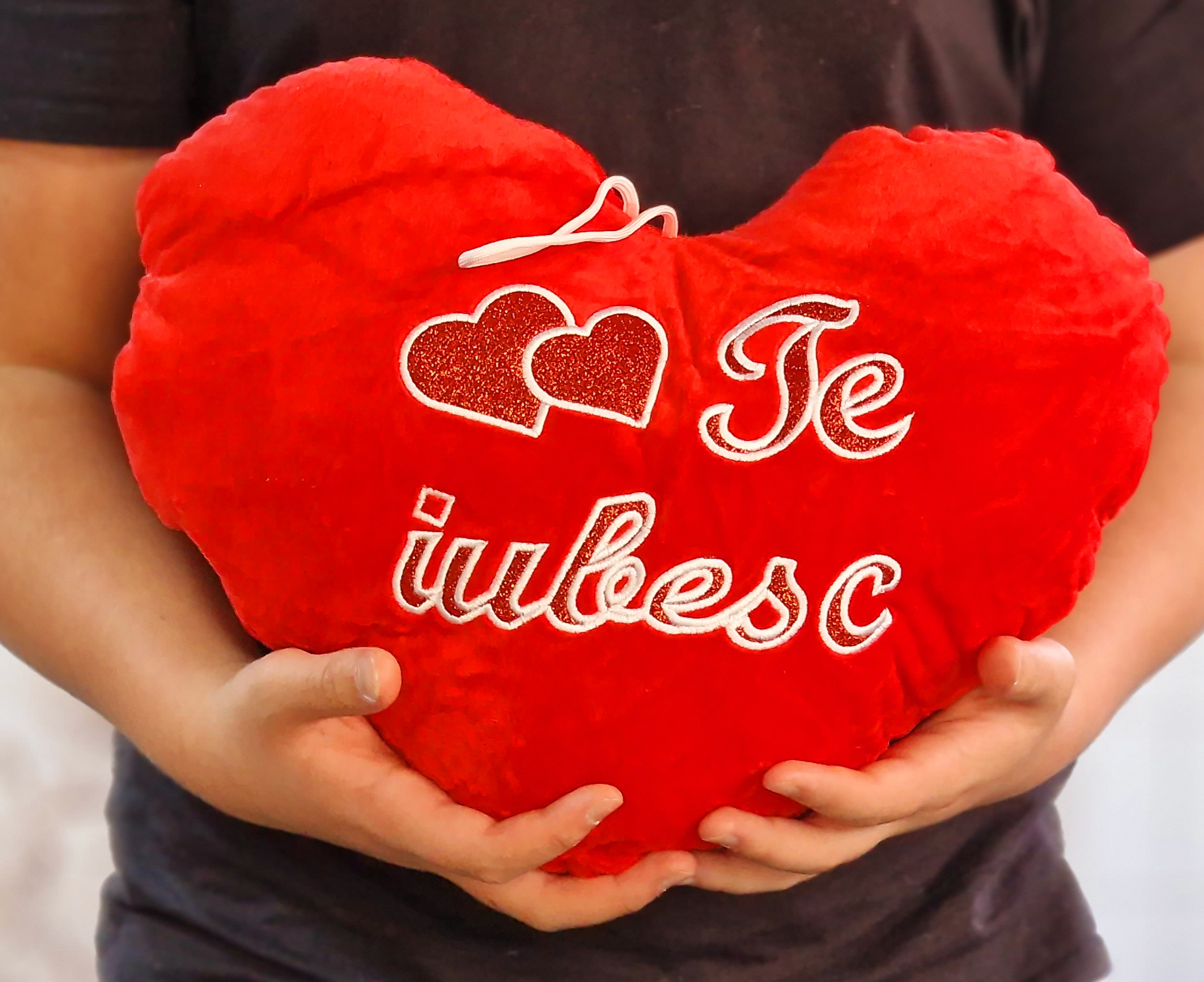 Pernă inimă "Te iubesc" cadou pufos