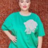 Bluza marime mare Floare Brodata verde