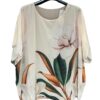 Bluza alba eleganta oversize cu nuferi
