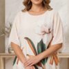 Bluza alba eleganta oversize cu nuferi