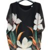 Bluza neagra eleganta oversize cu nuferi
