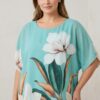 Bluza verde eleganta oversize cu nuferi