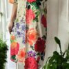 Rochie vaporoasă imprimeu exotic ecru