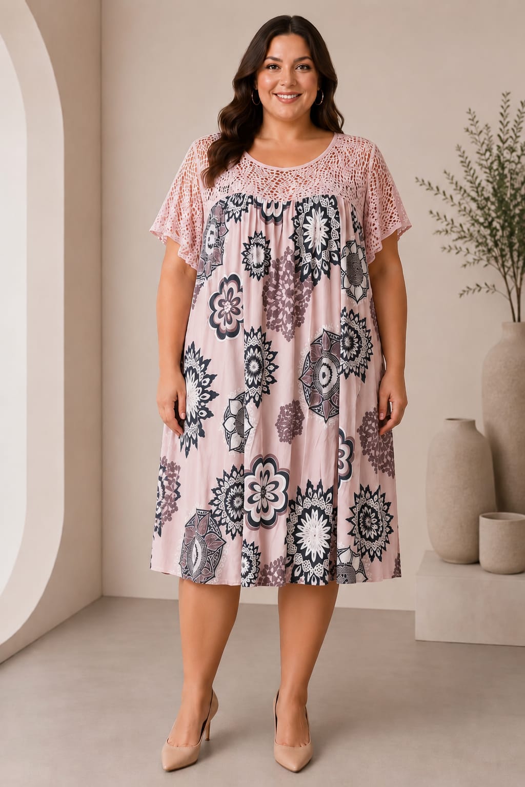 Rochie plaja marime mare roz pudra