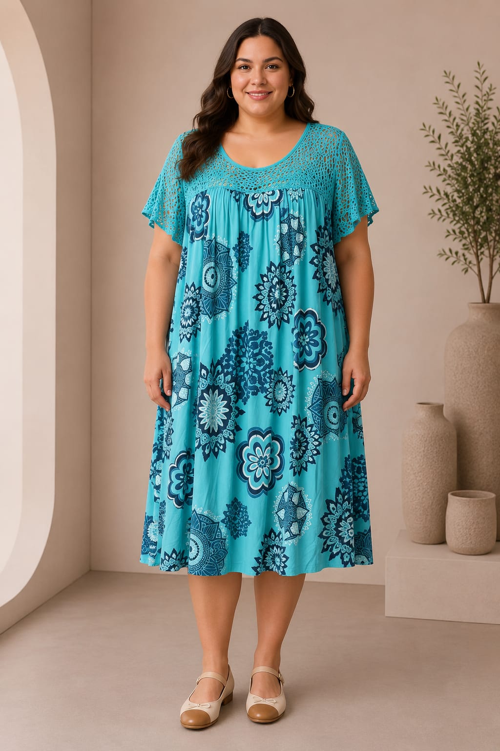 Rochie plaja marime mare vaporoasa turcoaz