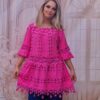 Bluza eleganta marime mare fucsia dantelata