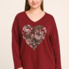 Bluză damă bordeaux cu imprimeu inimă