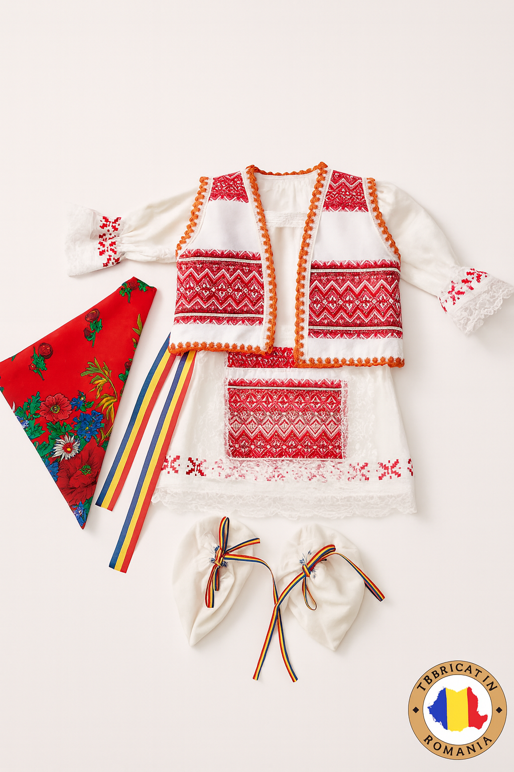 Costum fetite traditional romanesc 5 piese