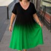 Rochie damă degrade negru verde elegantă