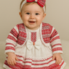 Rochita fetite bumbac motive traditionale rosu