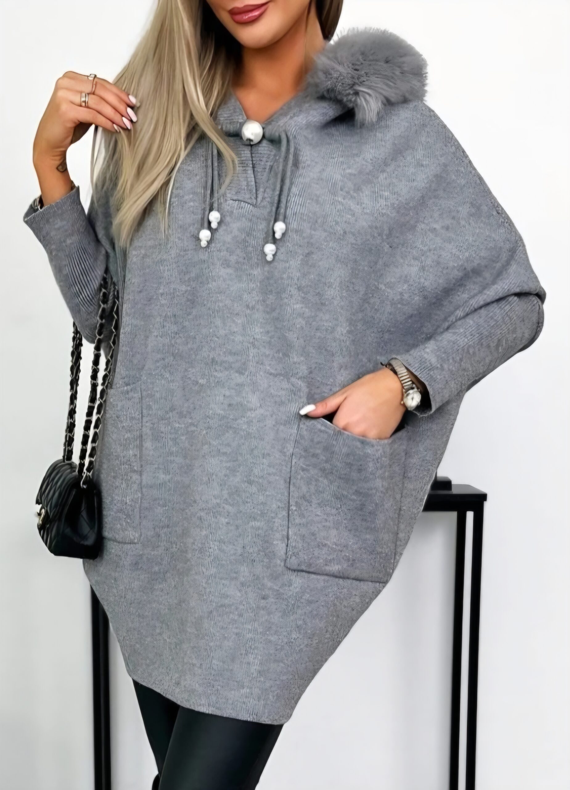 Pulover marime mare lung croială liliac