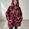 Jachetă damă mărimi mari călduroasă grena