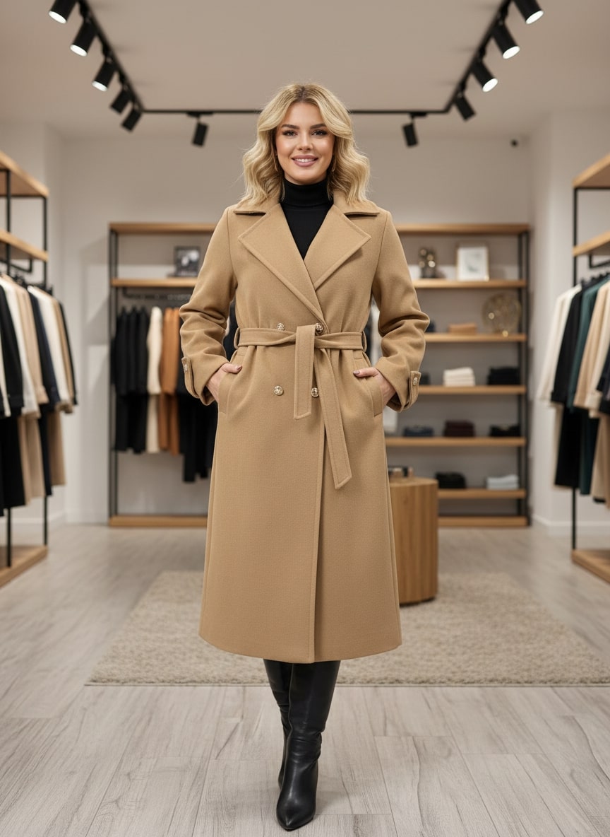 Palton damă mărimi mari elegant Bej