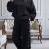 Compleu elegant oversize cu perle negru