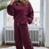 Compleu elegant oversize cu perle Grena