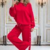 Compleu elegant oversize cu perle rosu