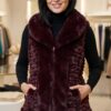Vestă damă Blană ecologică vișinie călduroasă