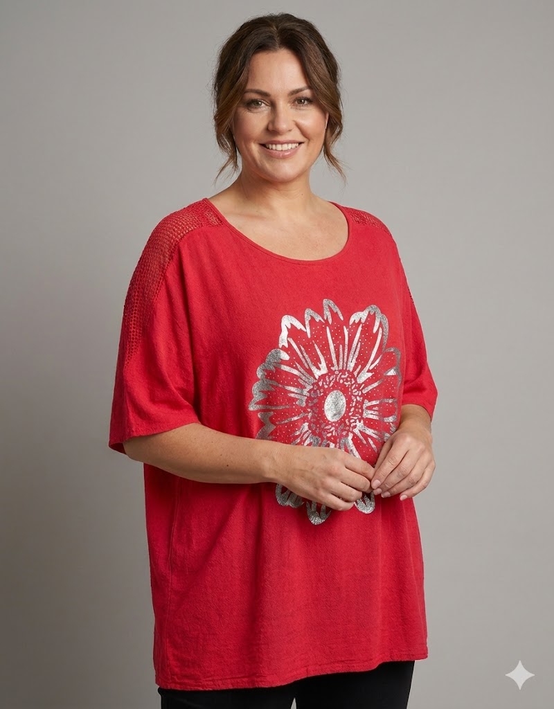 Bluză in marime mare Oversize rosie