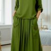 Compleu elegant damă fustă lungă verde